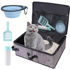 Ondware boîte litière voyage pour chat avec couvercle, pratique en voiture et en déplacement