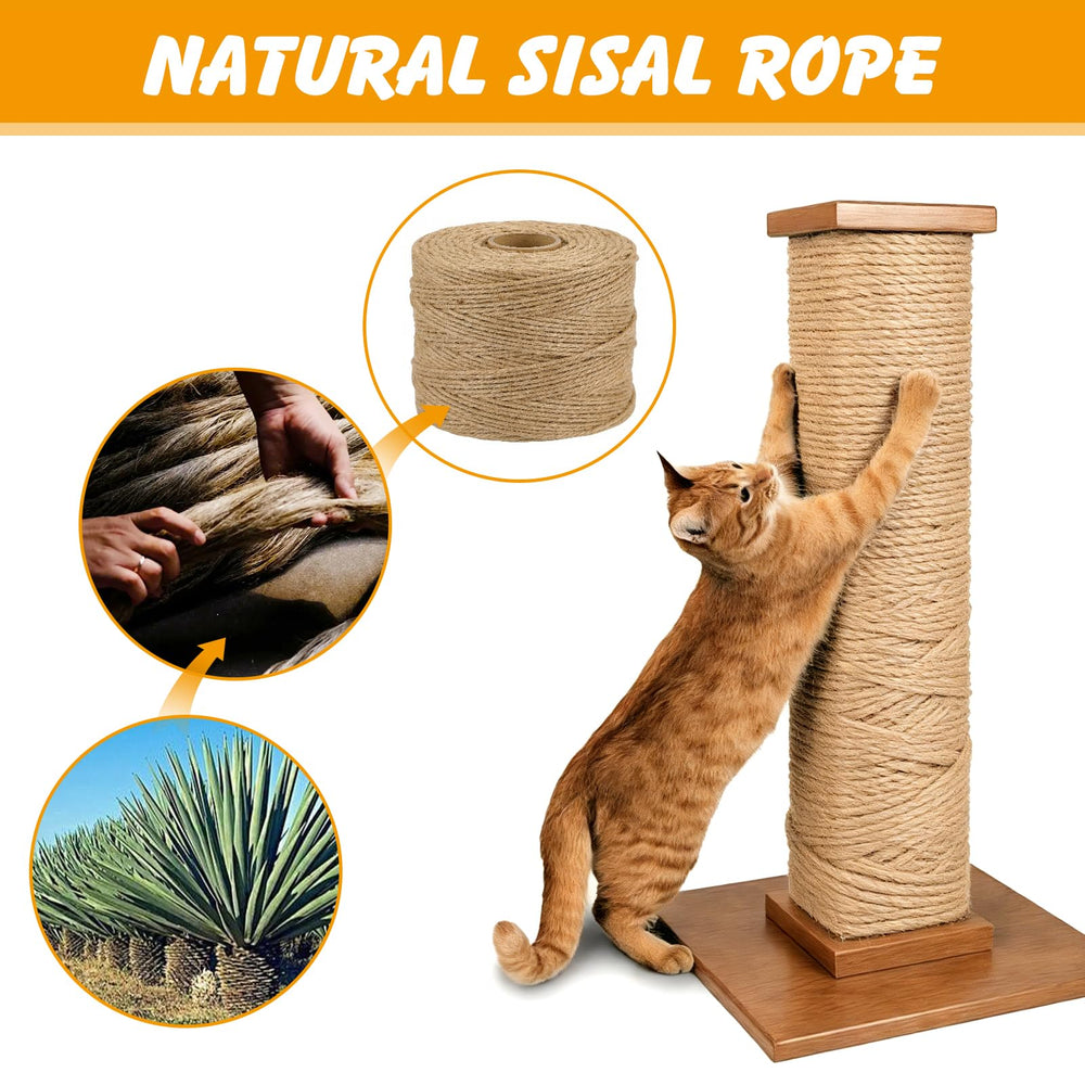 Ondware corde sisal 4 plis, résistance accrue pour griffes et usage durable.