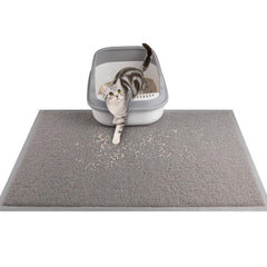 Ondware tapis litière gris, vue avant, grande surface capture les grains.