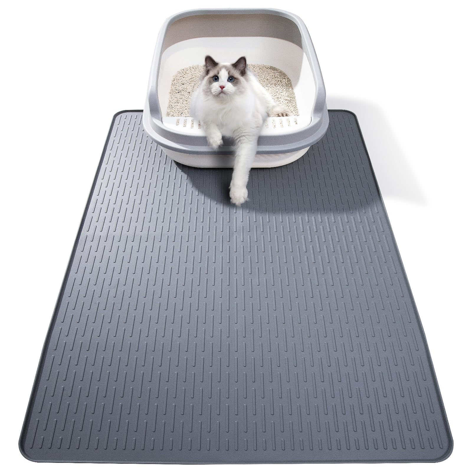 Ondware tapis litière chats bord élevé 28×20 – protège sol et débris de litière.