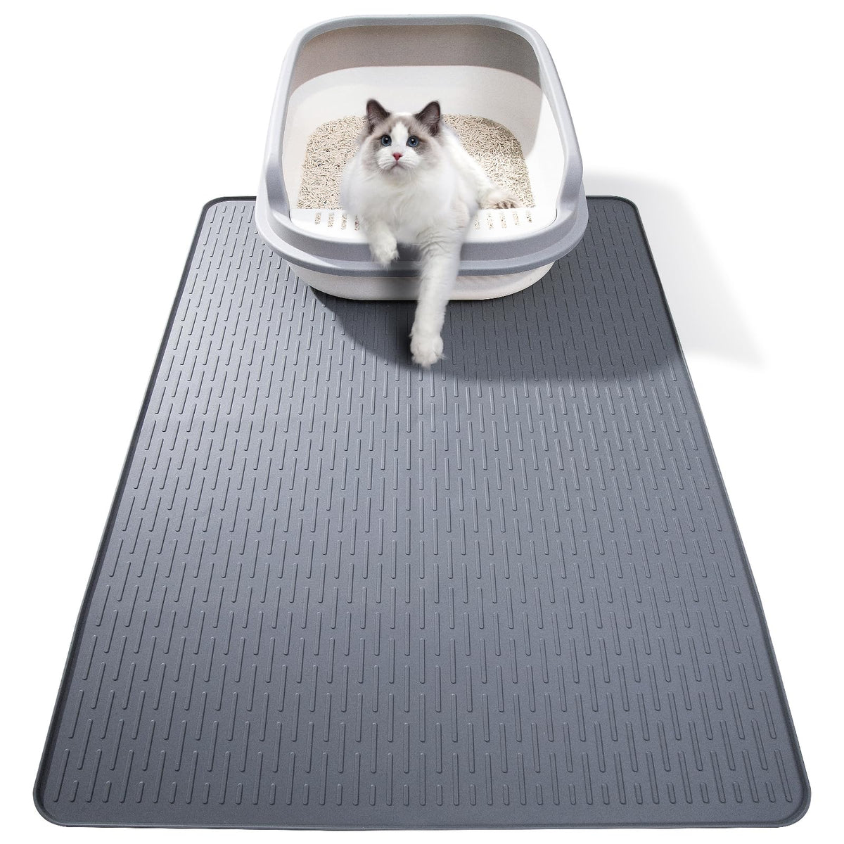 Ondware tapis litière chats bord élevé 28×20 – protège sol et débris de litière.