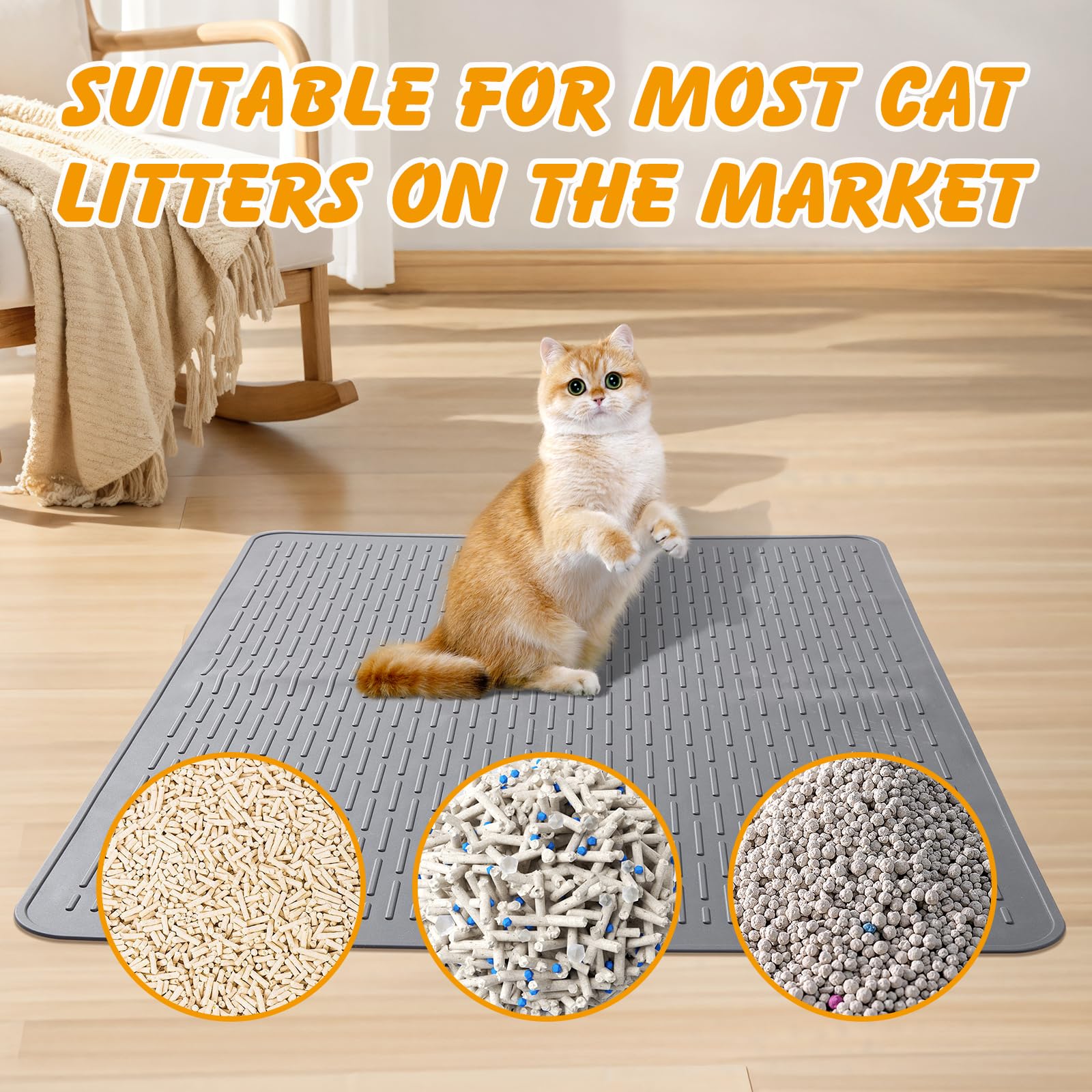 Ondware tapis-litière-chats-coloris-gris – design élégant et fonctionnel pour maison moderne.