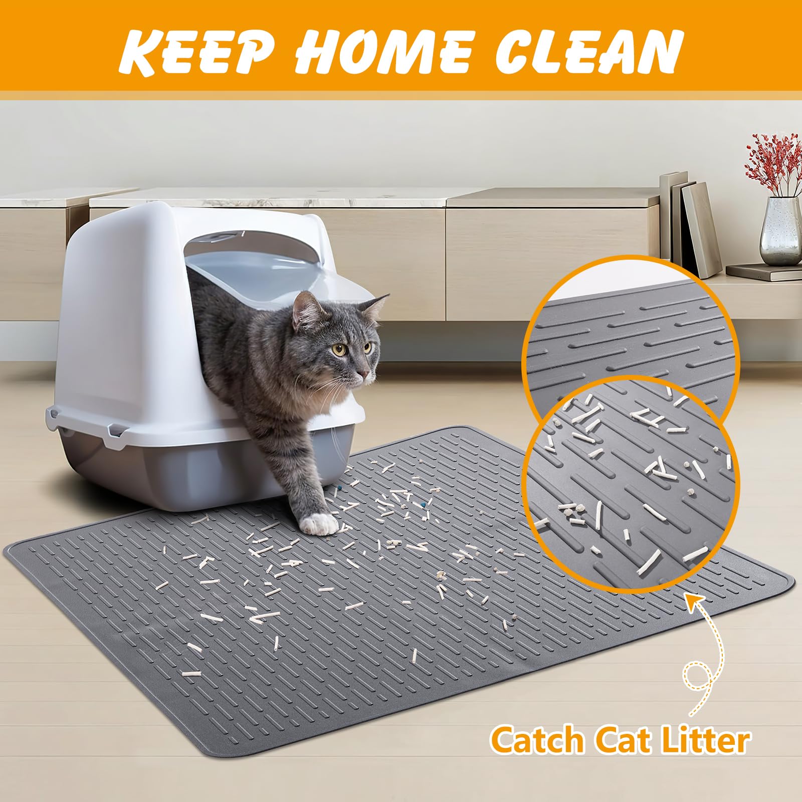 Ondware tapis litière chats éclaboussures – base anti-dérapante pour stabilité.