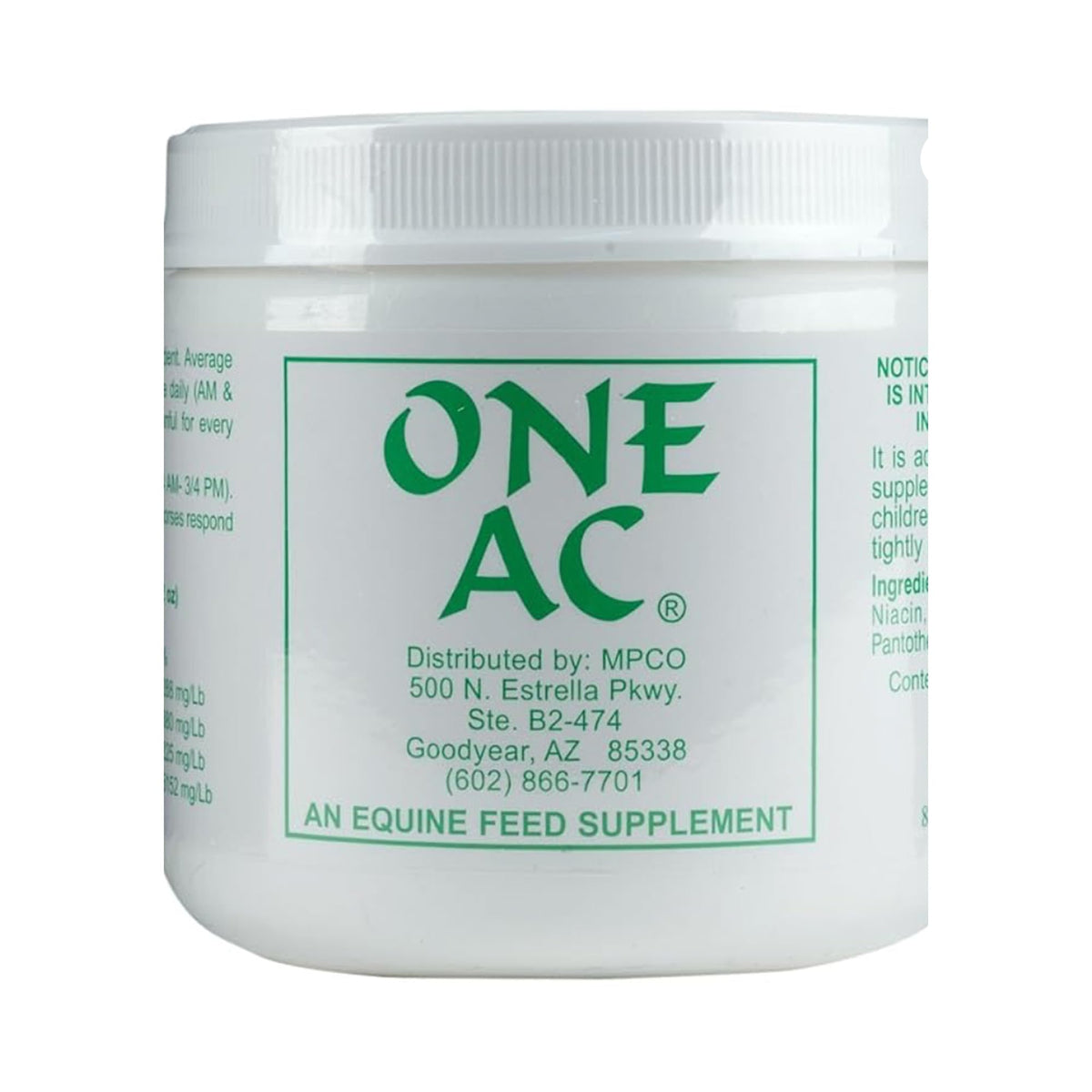 ONE AC poudre cheval anhydrose : soutien potentiel à la sudation normale lors de l'effort.