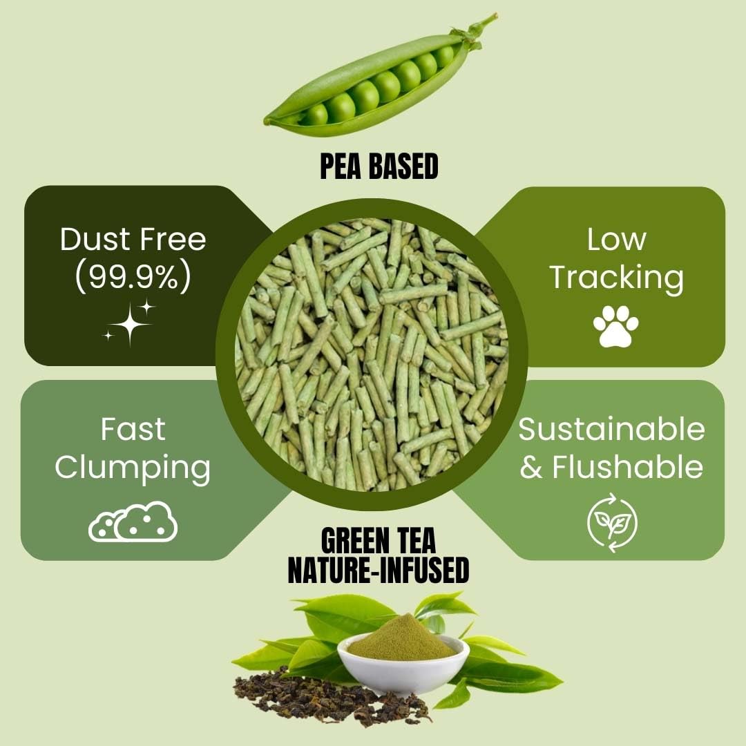 One for Pets litière pois arôme thé vert naturel pour odeurs