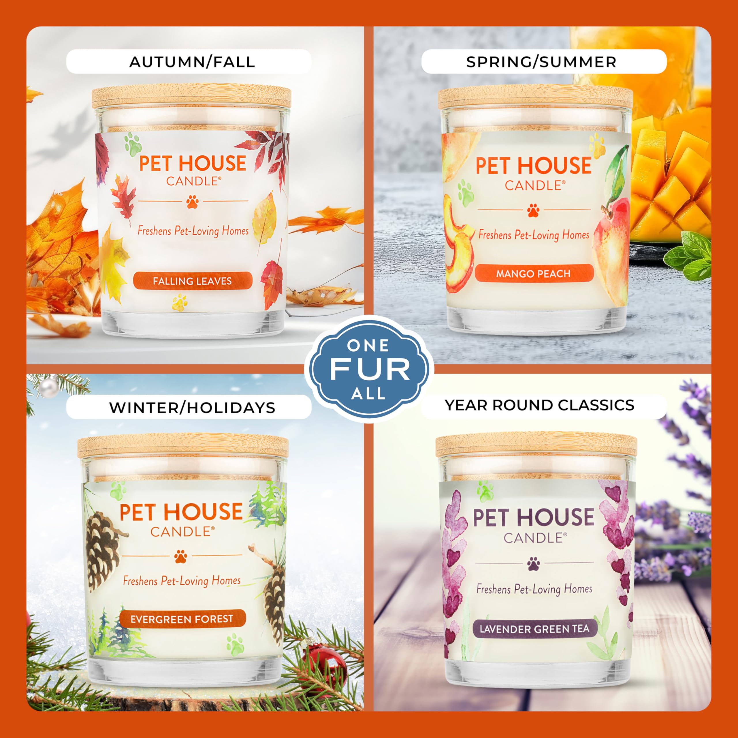 One Fur All Bougie Brulage Prolonge 60h diffuse lentement le parfum Automne.