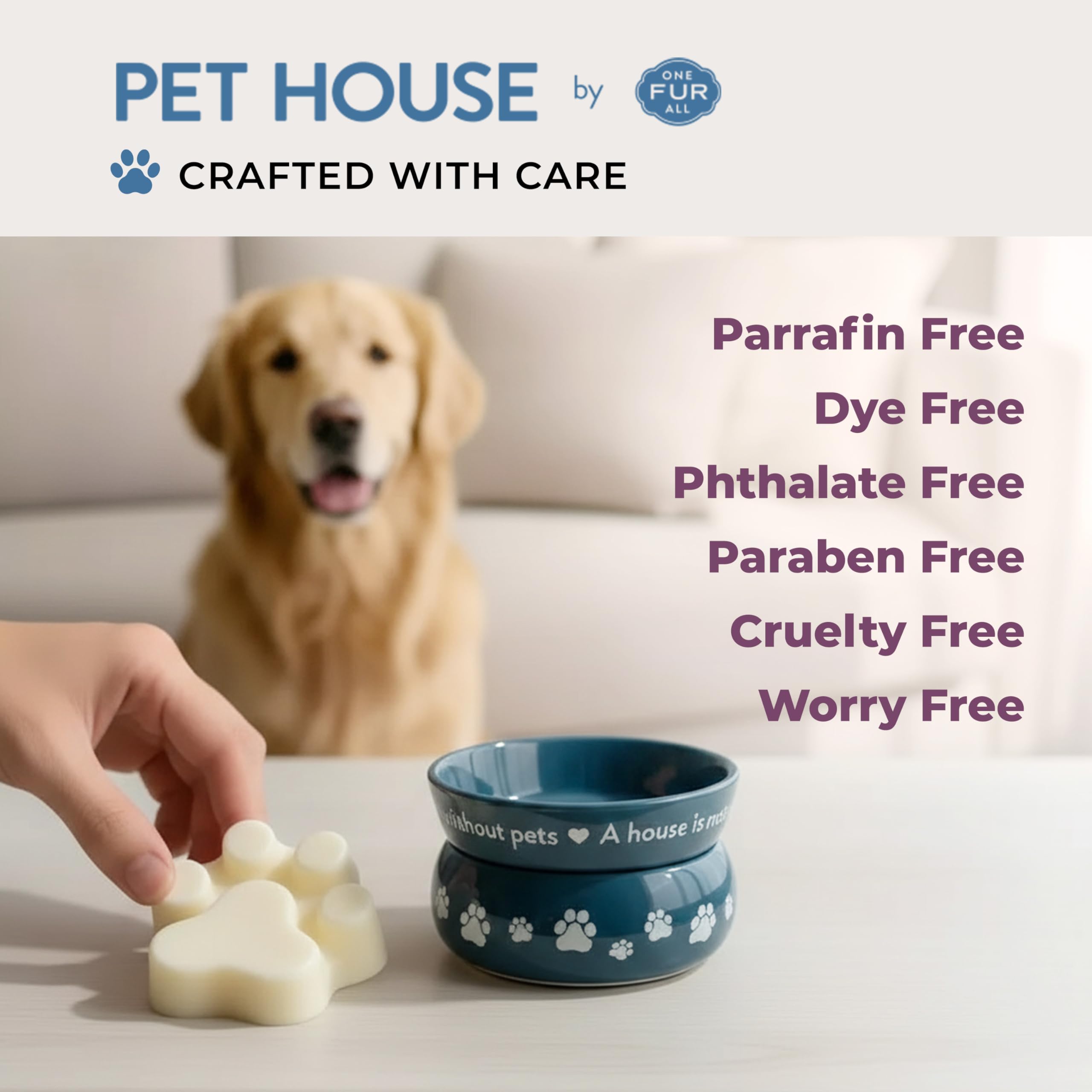 One Fur All Pet House lavande-thé-vert melts utilisation familiale sans danger