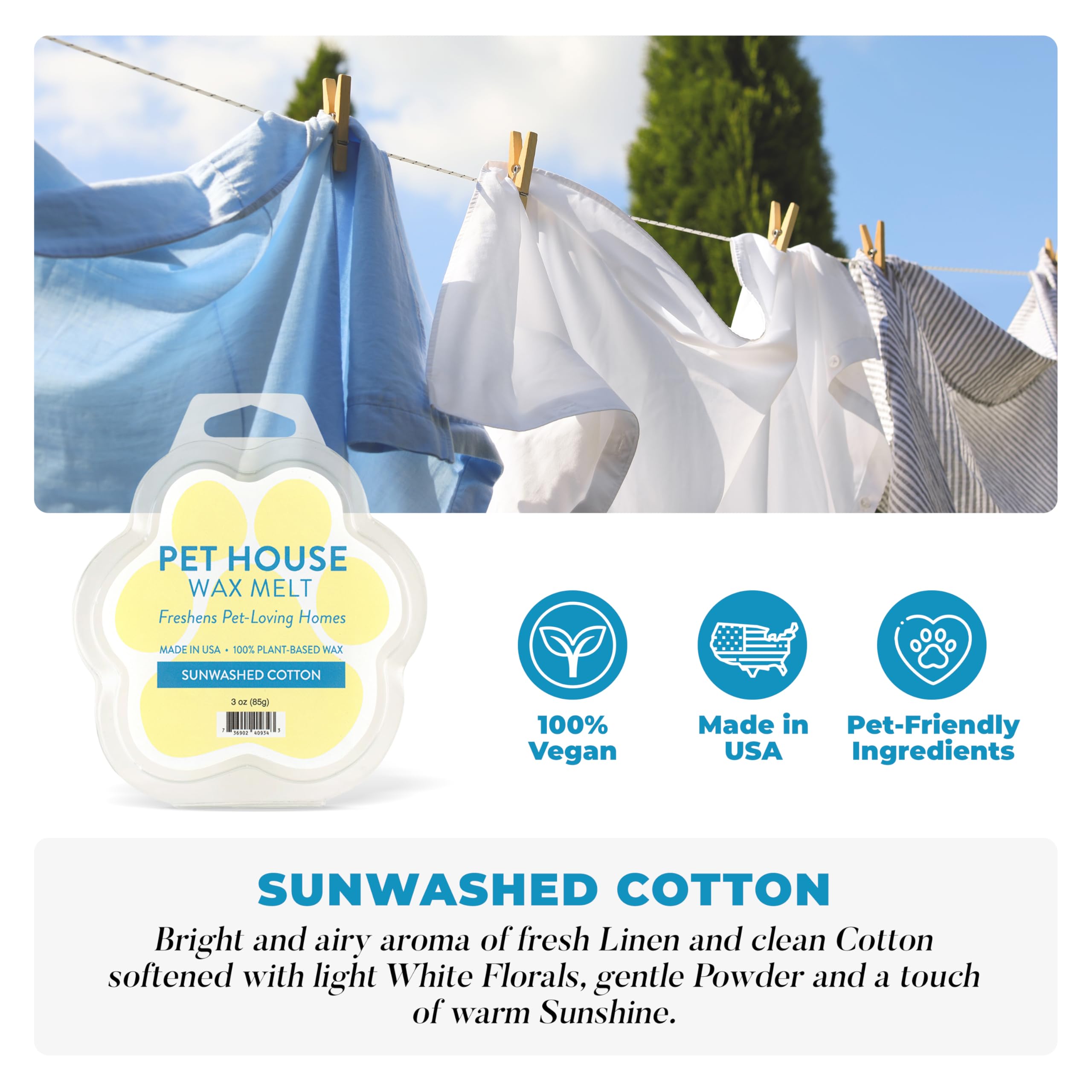 One Fur All Pet House: pack de deux morceaux cire parfumée coton frais