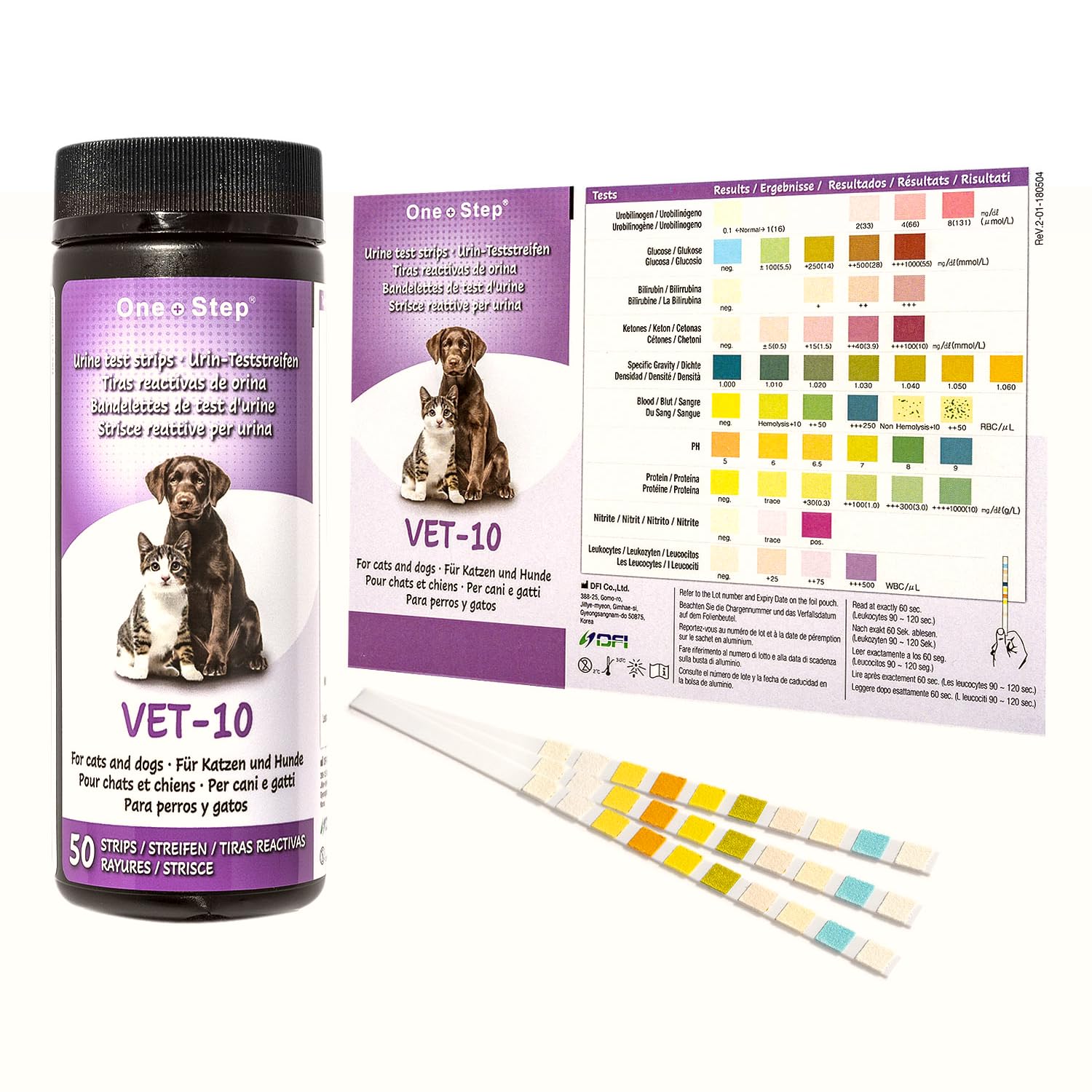 One Step bandelettes urinaires pour animaux: dépistage rapide pour chiens et chats.