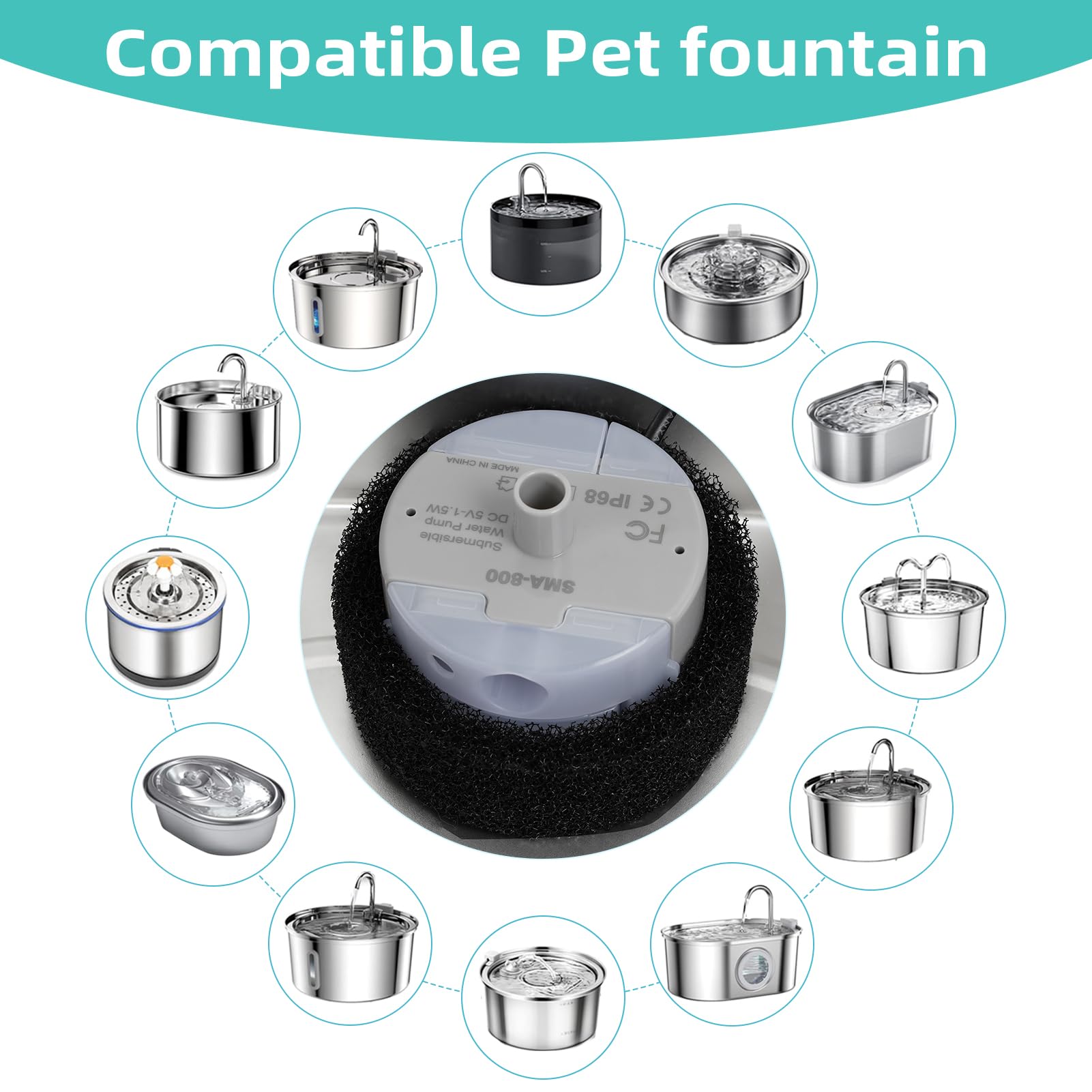 ONECUTE moteur SMA-800, flux silencieux pour fontaine inox.