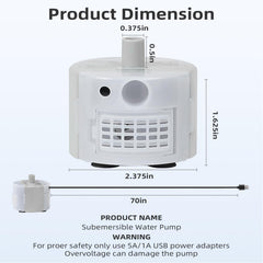 ONECUTE pompe USB 5V, alimentation pratique via ordinateur ou batterie externe.