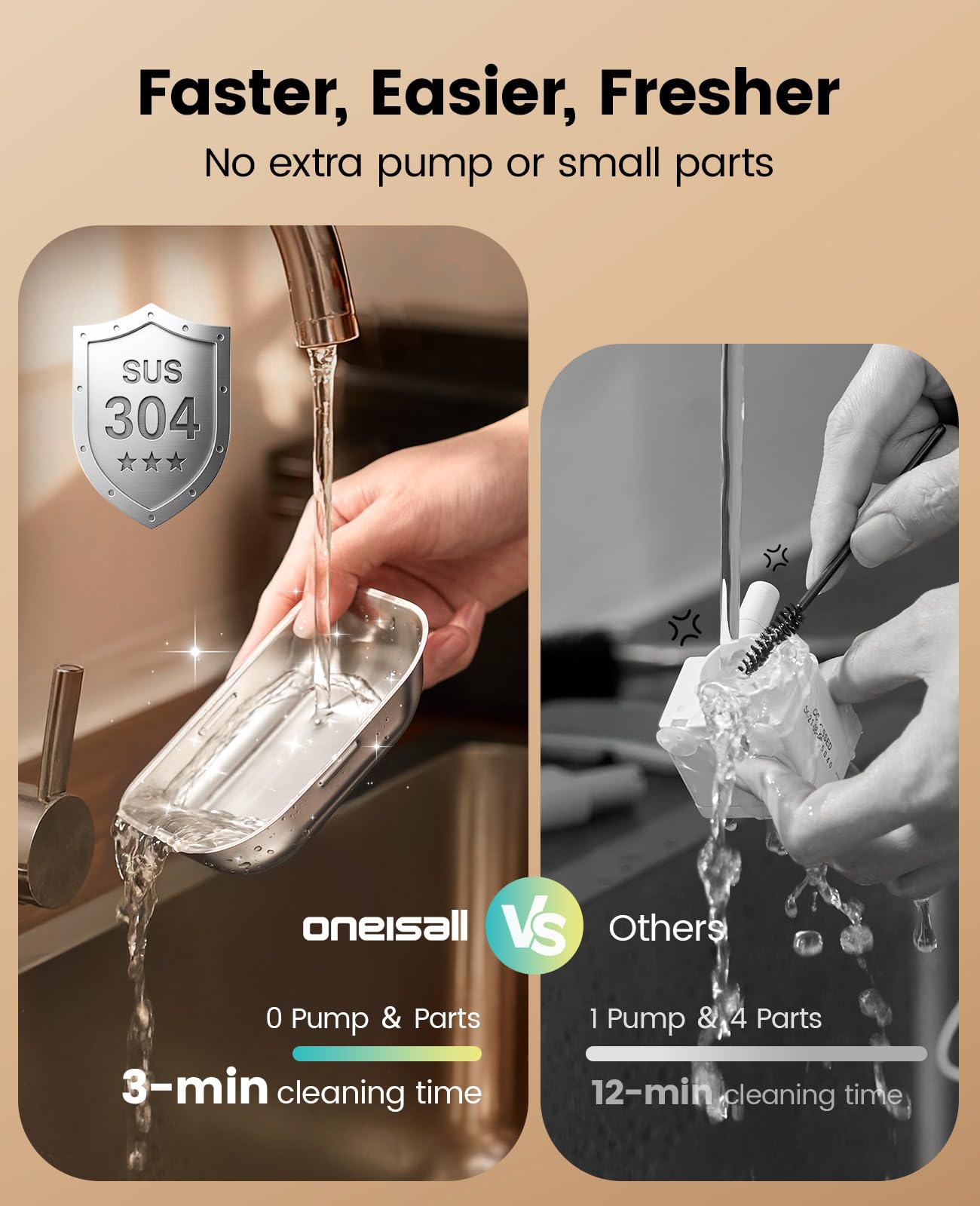 Corps en inox 304 et ABS alimentaire pour sécurité.