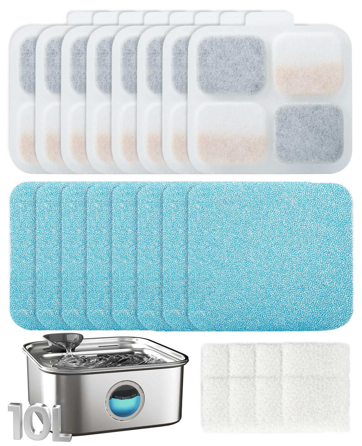 oneisall fontaine pour chien en inox 10L avec pré-filtre lavable assurant eau fraîche