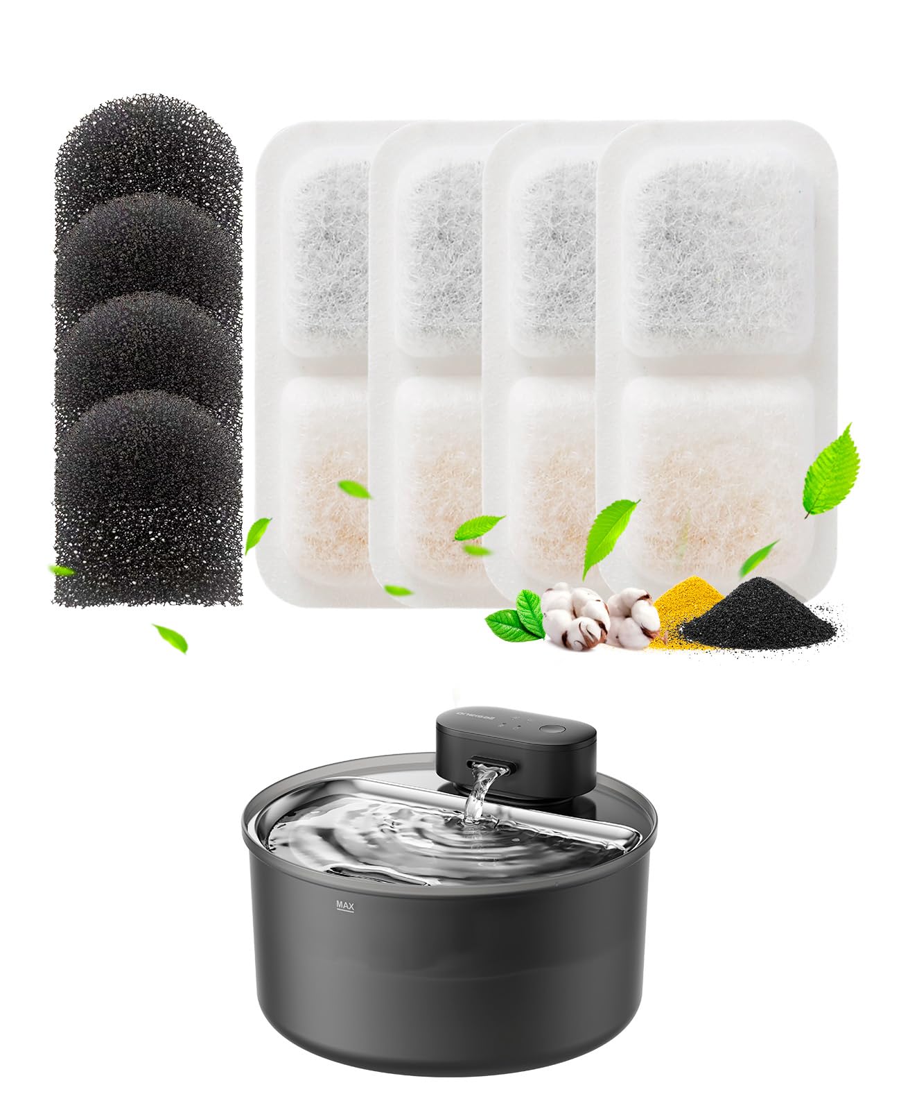 Filtre de remplacement Oneisall pour fontaine 2,2 L; améliore l'hygiène de l'eau du chat.
