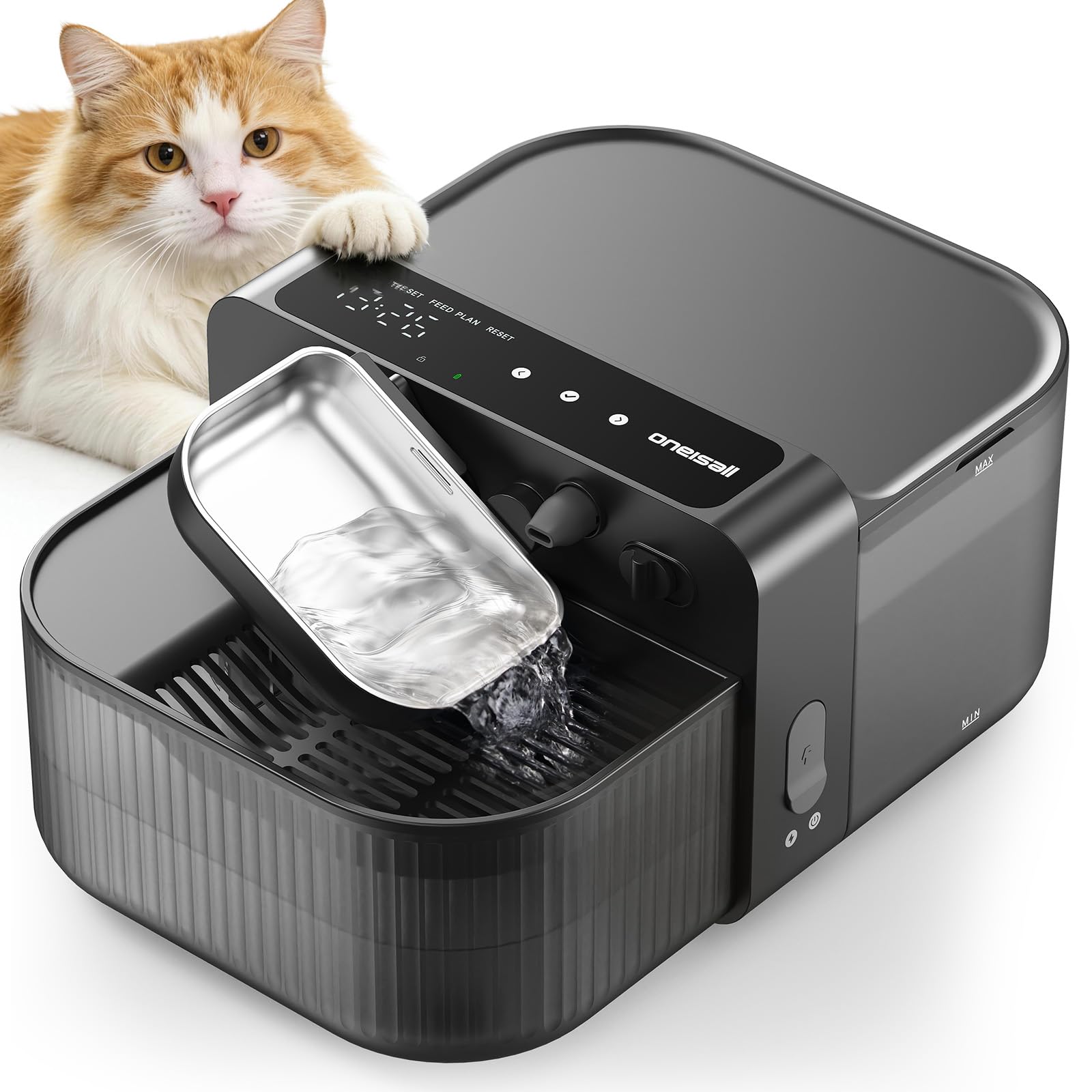 Fontaine Oneisall sans-fil pour chat avec eau fraîche continue.