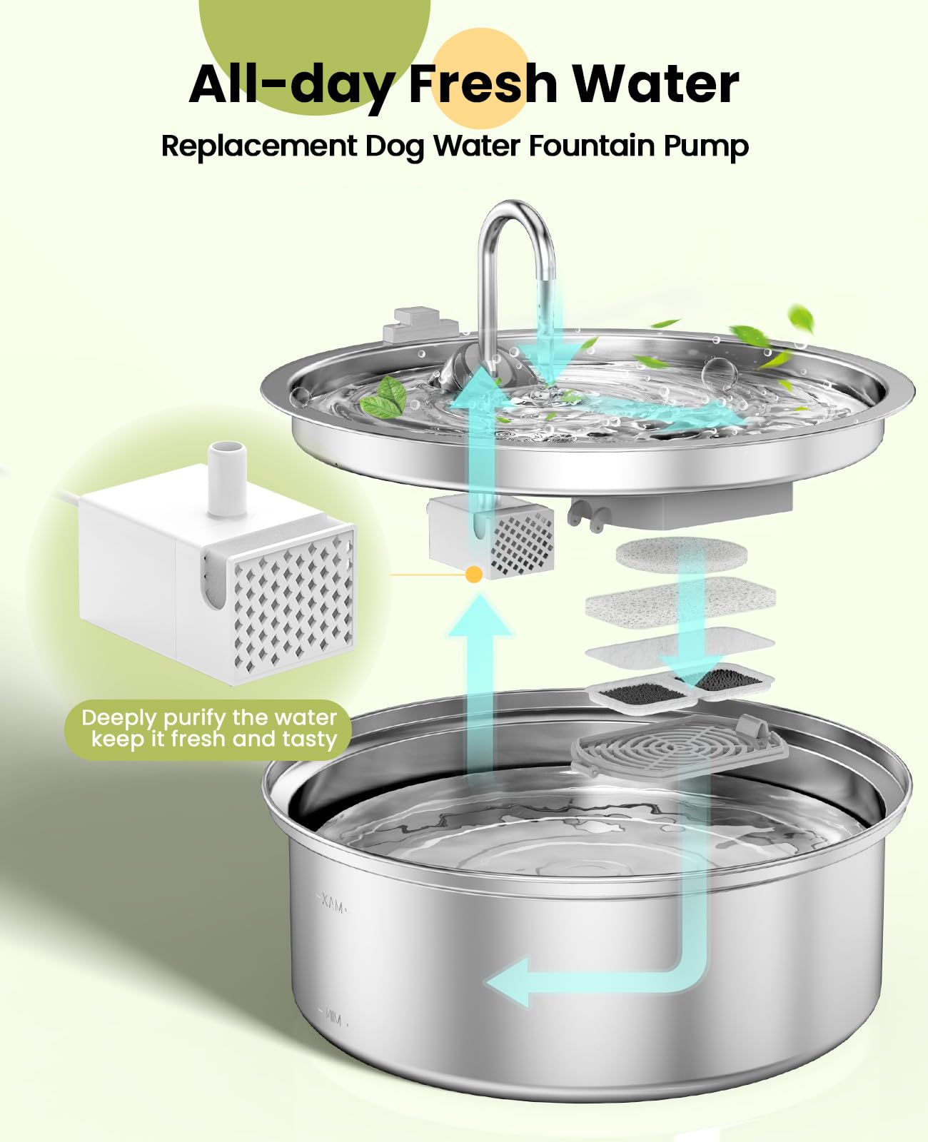 Oneisall fontaine en inox 304 durable pour chiens, hygiène et sécurité