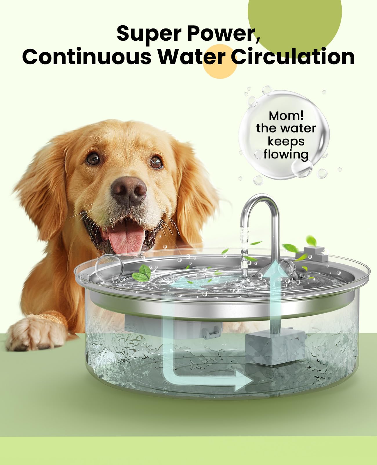 Oneisall fontaine d'eau chien silencieuse pour quotidien calme
