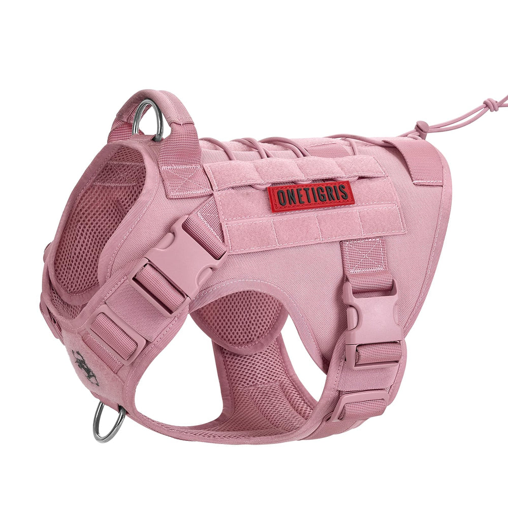 OneTigris Harnais Chien Tactique Rose – vue avant, confort lors des balades.