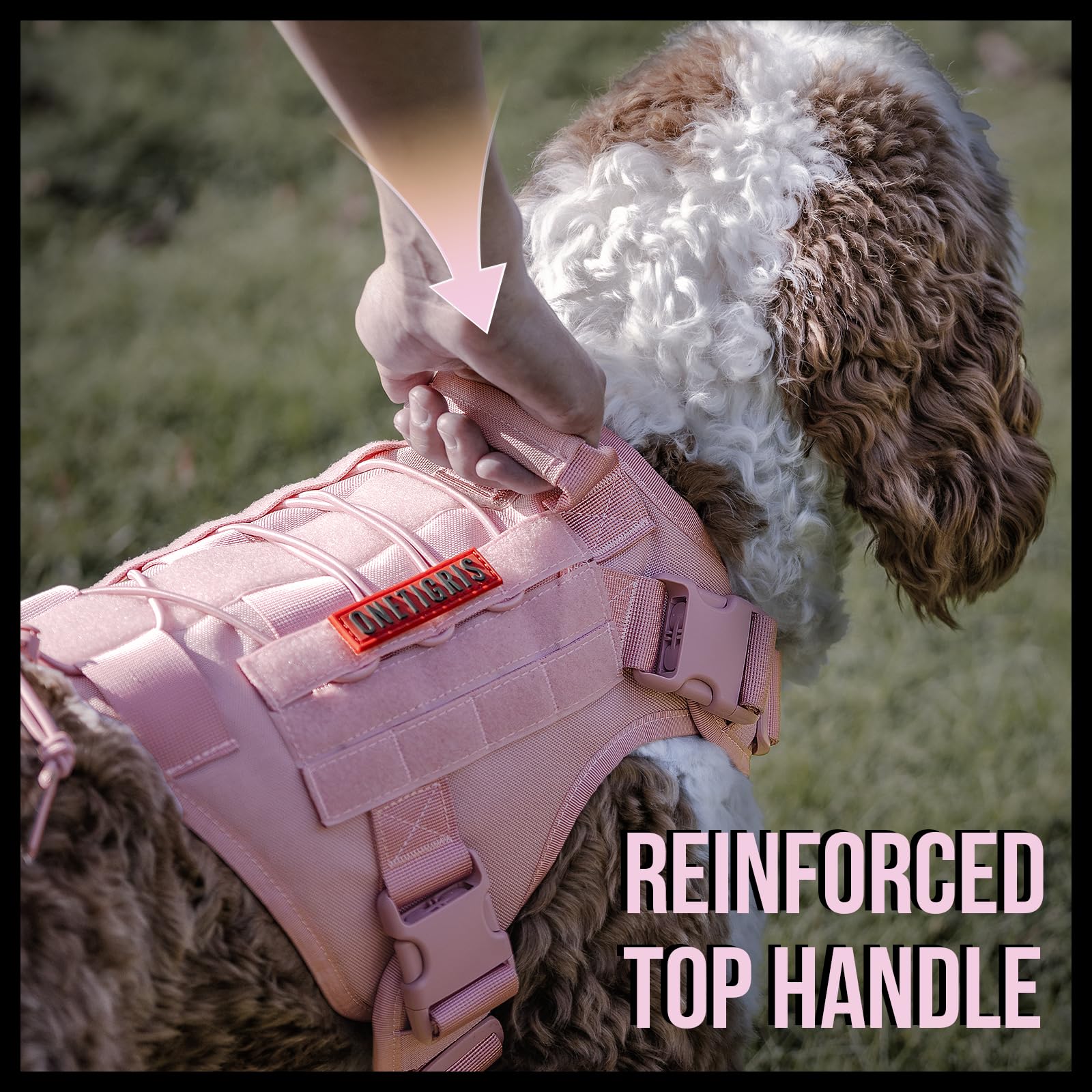OneTigris Harnais Chien Tactique Rose – réglages simples et ajustement personnalisé.