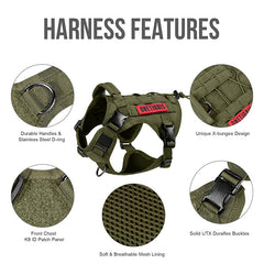 OneTigris harnais chien tactique dos avec velcro, personnalisation d'identification.
