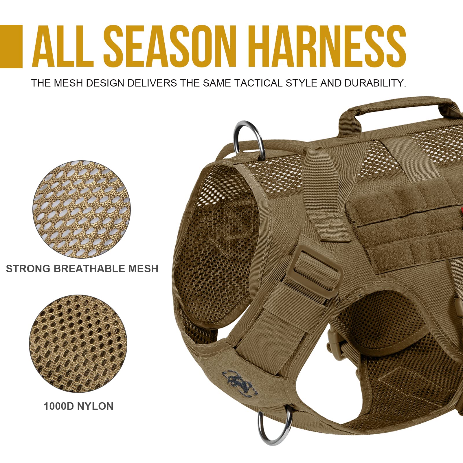 ONETIGRIS harnais en mesh ventilé pour toutes saisons et activités.
