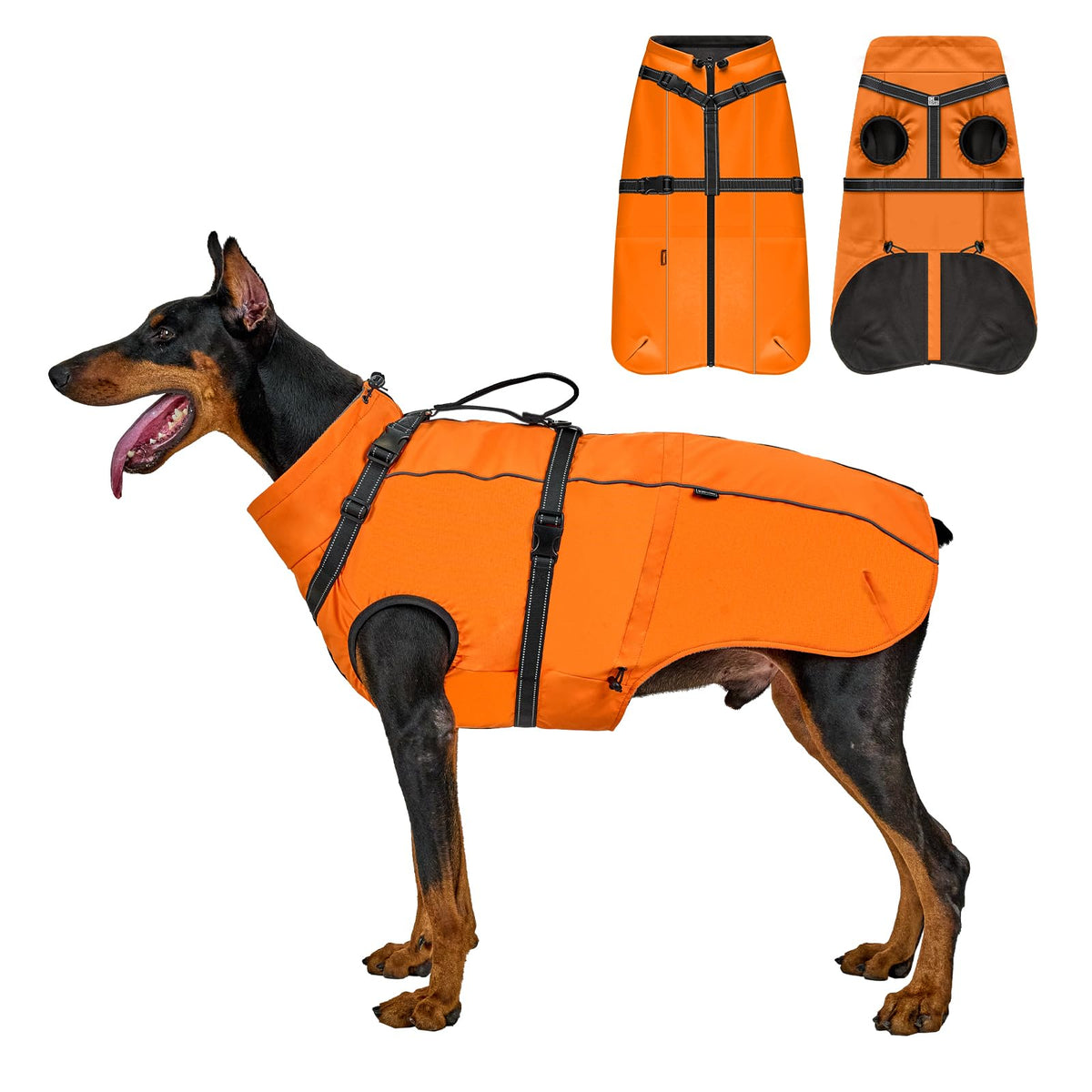 OneTigris manteau chien réfléchissant dos, visibilité nocturne améliorée et protection contre le vent.