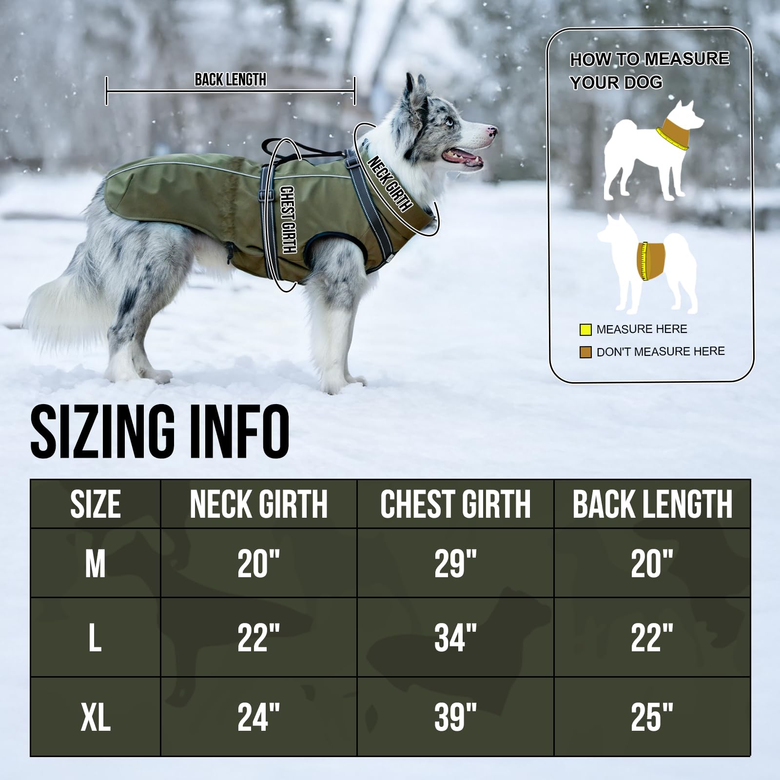 OneTigris manteau chien avec tissu extérieur imperméable et résistant