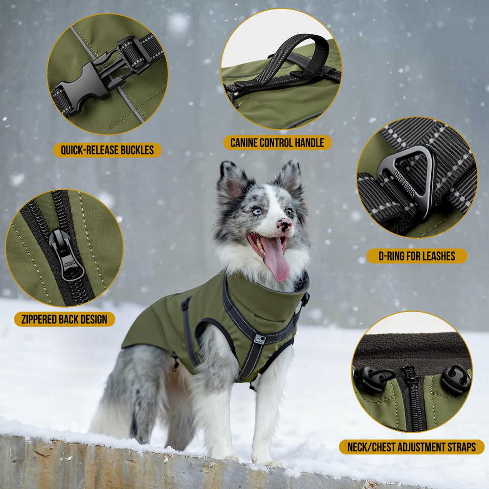 OneTigris manteau chien montre fermeture SBS au dos et ouverture rapide