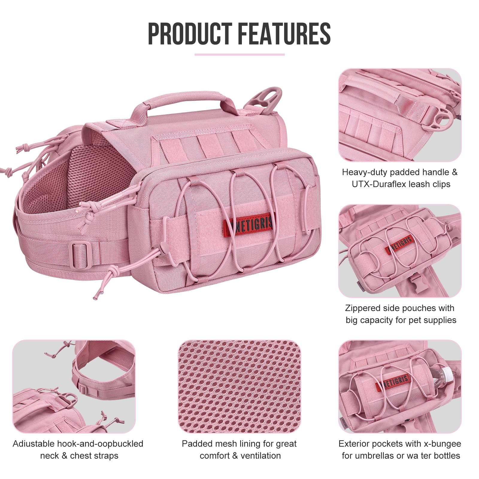 ONETIGRIS Mammoth, capacité 3L et poches externes pour accessoires et gourde.