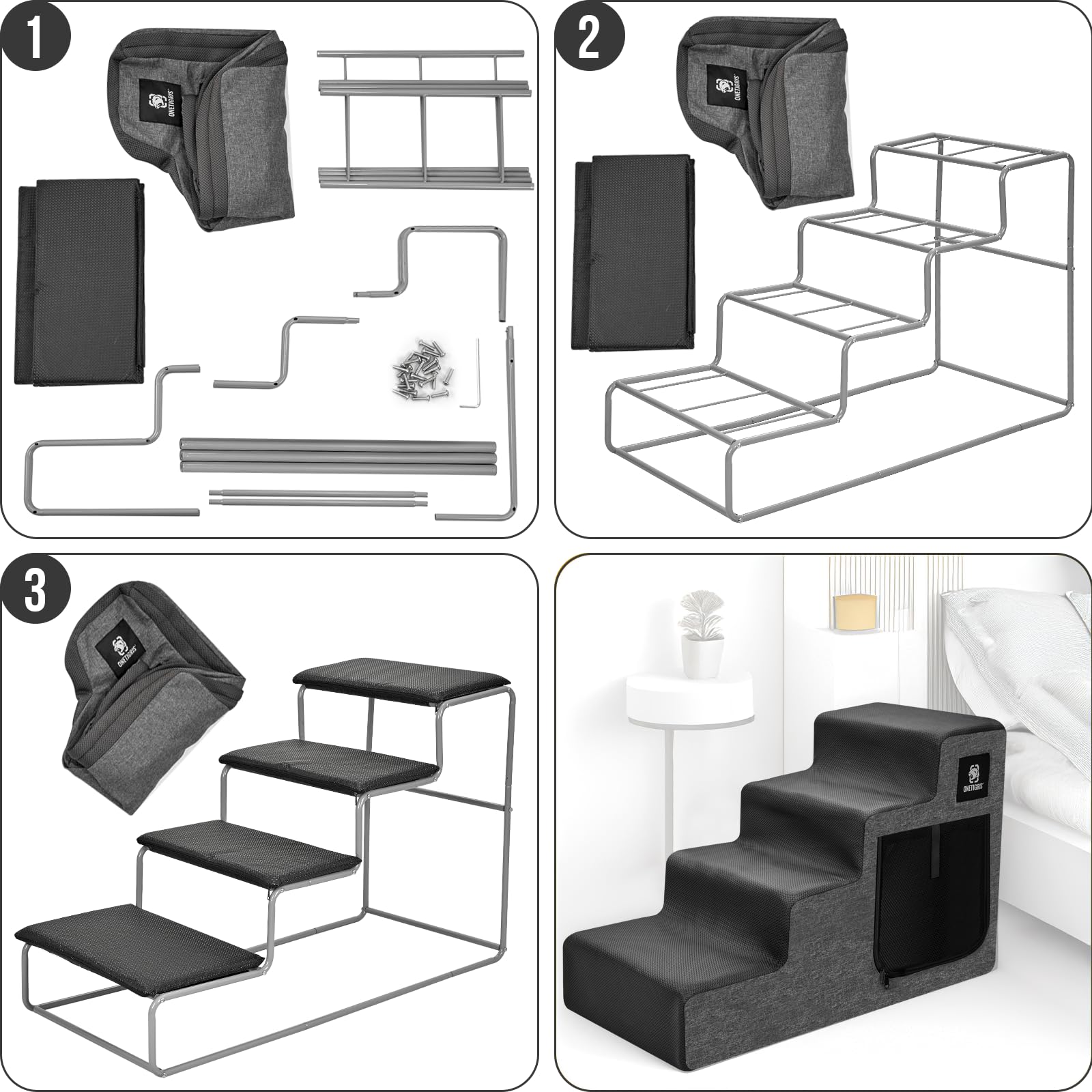 OneTigris usage intérieur gris, pratique pour accéder facilement à sofa et lit.