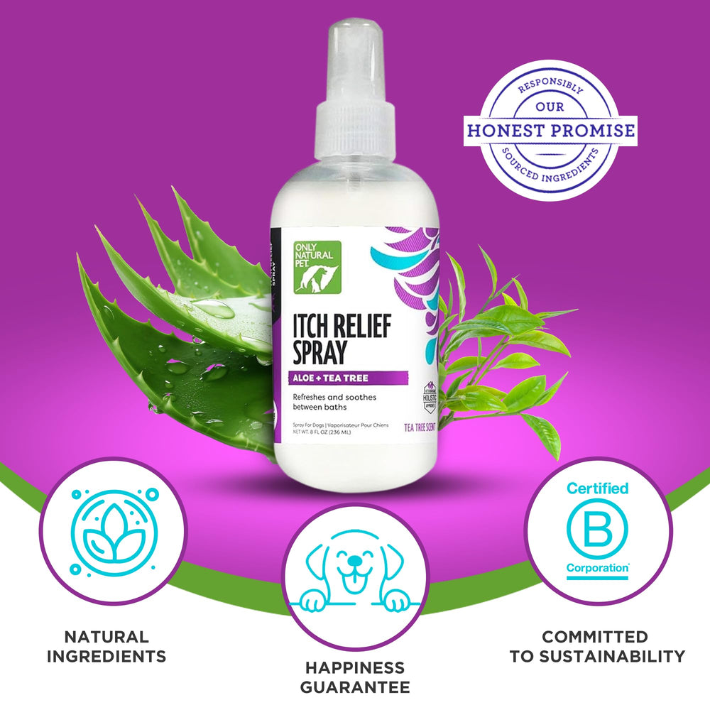 Only Natural Pet – ingrédients Aloe et Tea Tree pour soin du pelage.