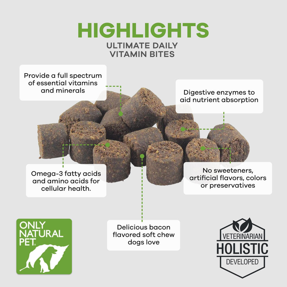 Only Natural Pet chiots et seniors, nutrition adaptée dans une friandise.