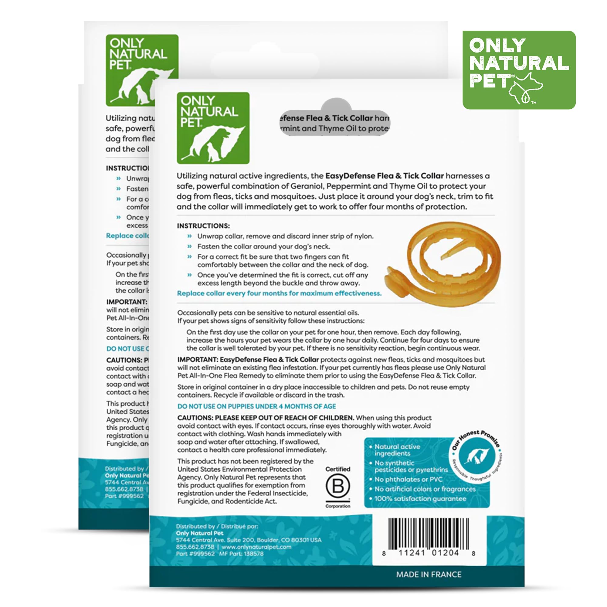 En-pack de deux collier EasyDefense, pratique pour chiens de toutes tailles et saisons.