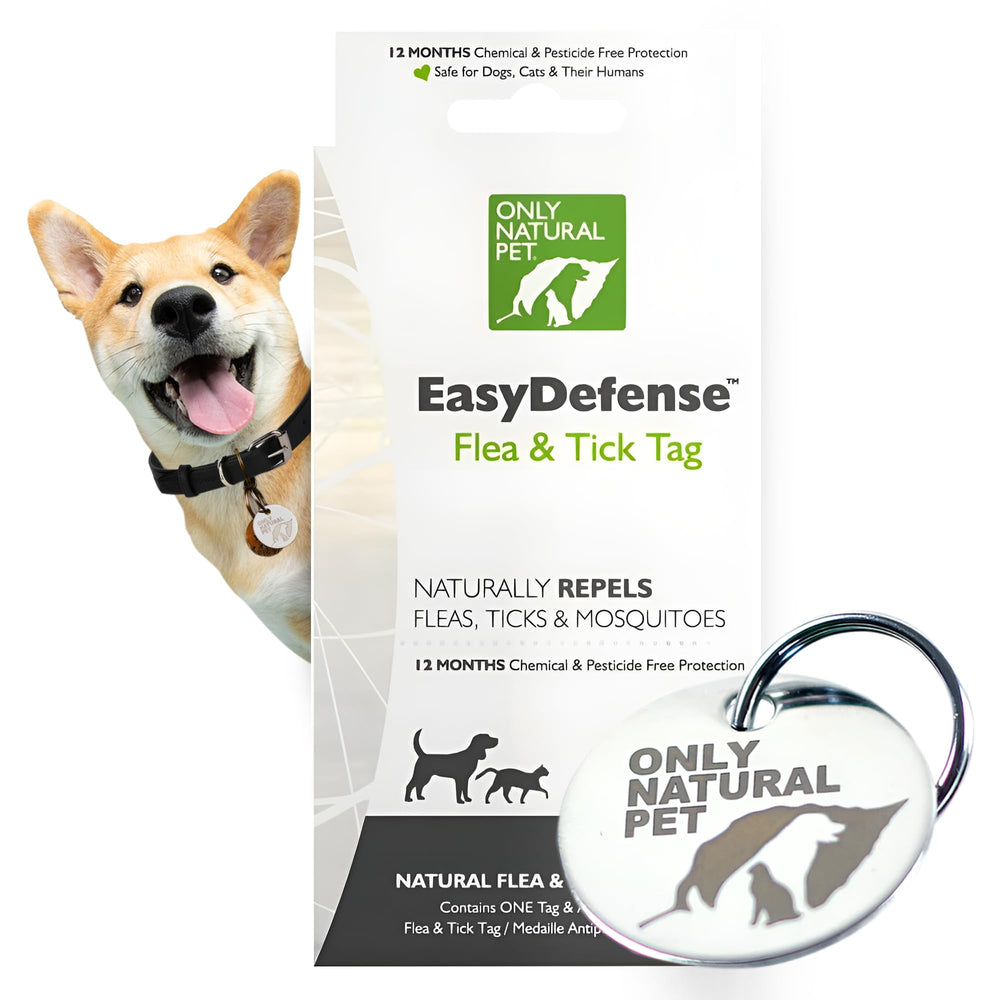 Only Natural Pet EasyDefense Tag: attache-collier légère pour chiens et chats, confort quotidien.