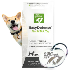 Only Natural Pet EasyDefense Tag: attache-collier légère pour chiens et chats, confort quotidien.