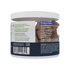 Only Natural Pet – gros plan ingrédients L-Theanine Chamomile Mélisse pour détente.