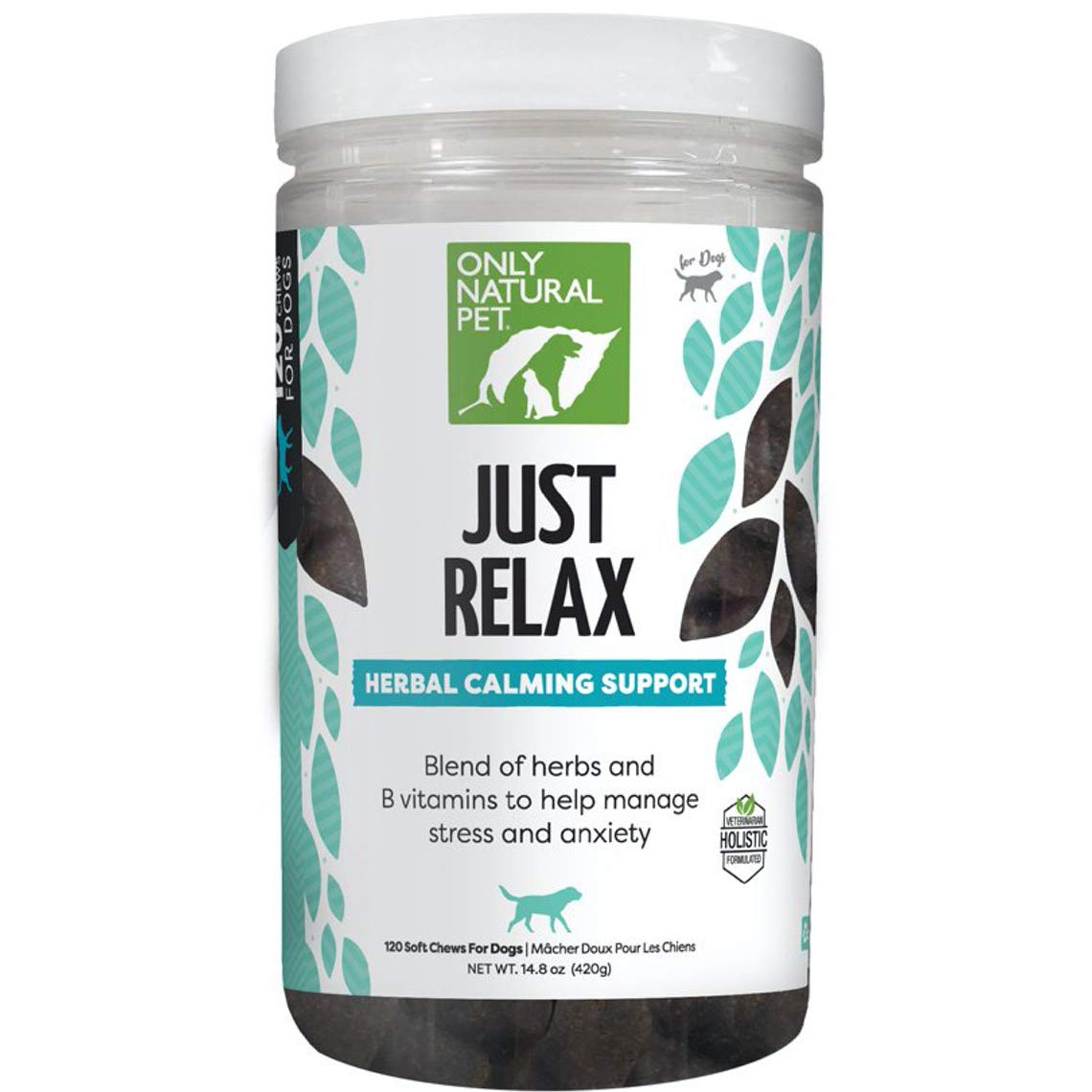 Pot de Just Relax par Only Natural Pet, friandises molles apaisantes pour chien.