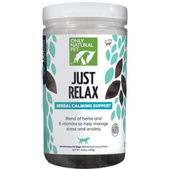 Pot de Just Relax par Only Natural Pet, friandises molles apaisantes pour chien.