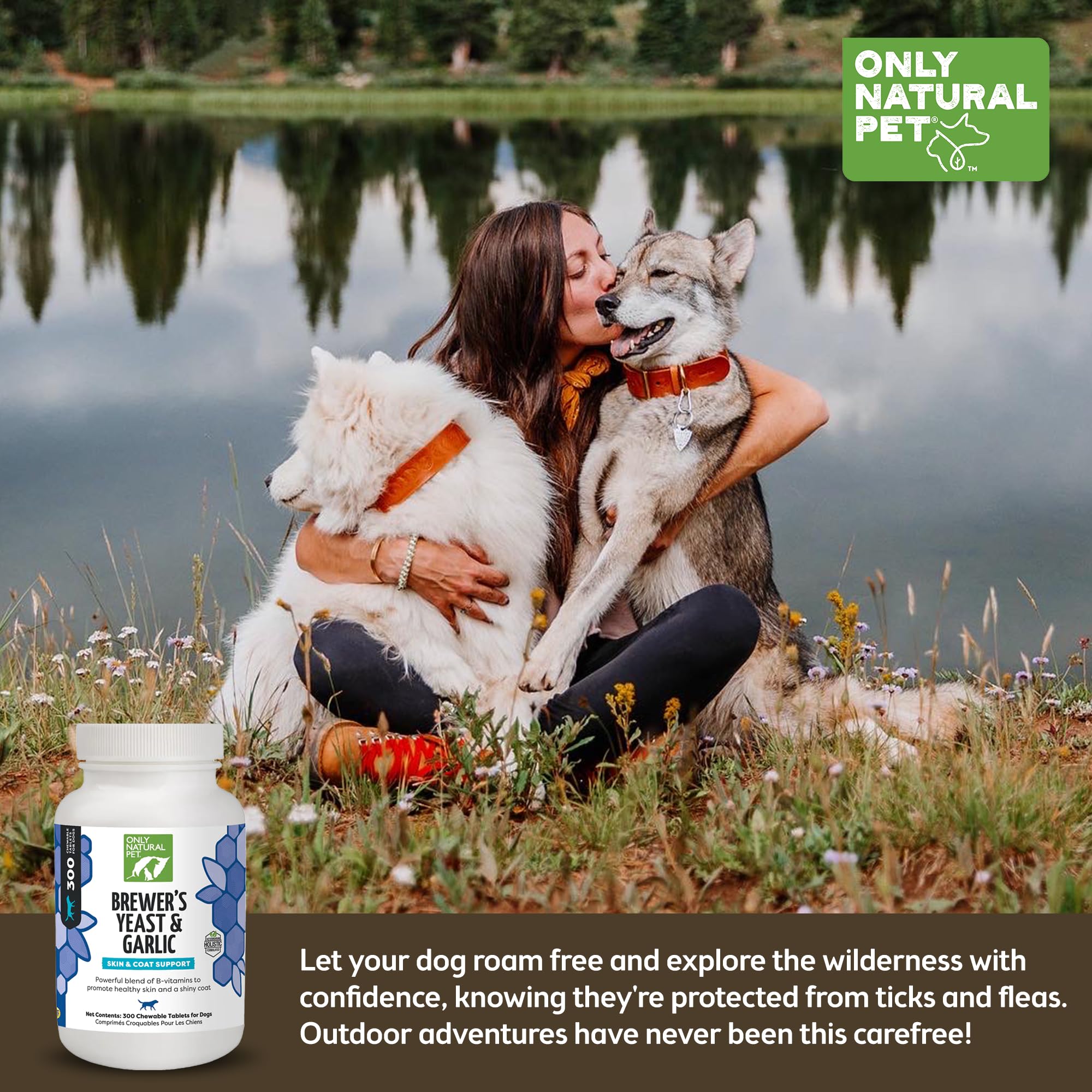 Only Natural Pet comprimés levure bière ail, peut soutenir routine de soins animale.