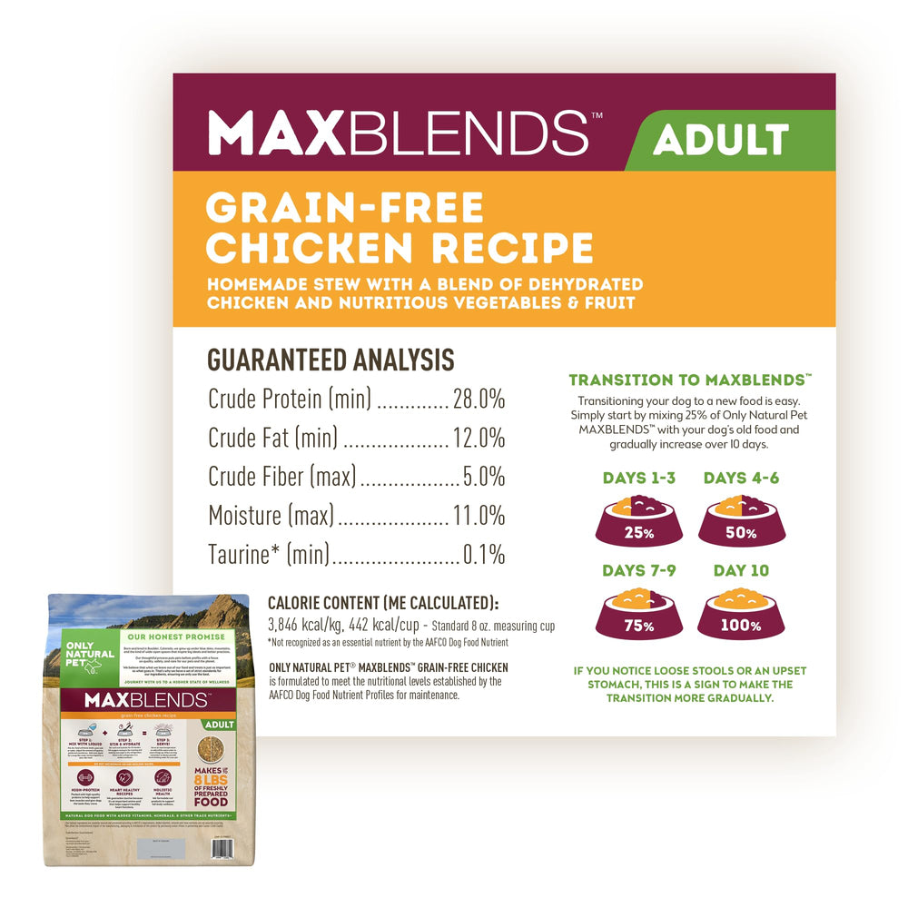 Only Natural Pet MaxBlends ragout poulet dehydratae, texture riche et savoureuse