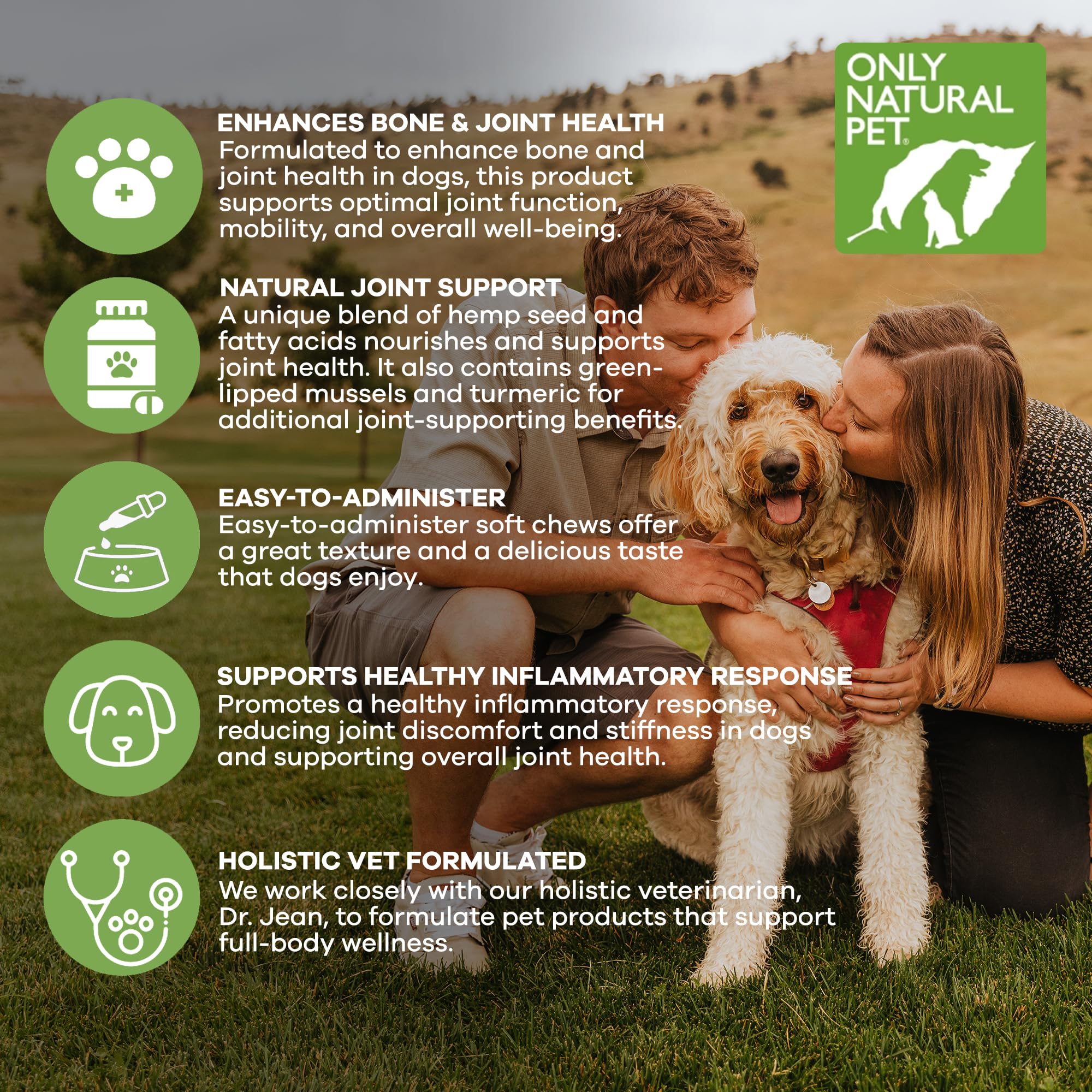 Only Natural Pet – Mélange d'acides gras pour le soutien des articulations et des tissus.