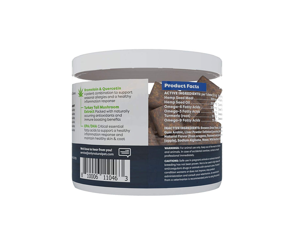 Only Natural Pet Pelage brillant friandises: soutien quotidien pour le pelage.
