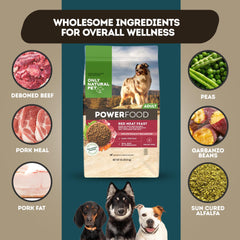 Only Natural Pet PowerFood – emballage-chien-viande-rouge: présentation soignée et naturelle.