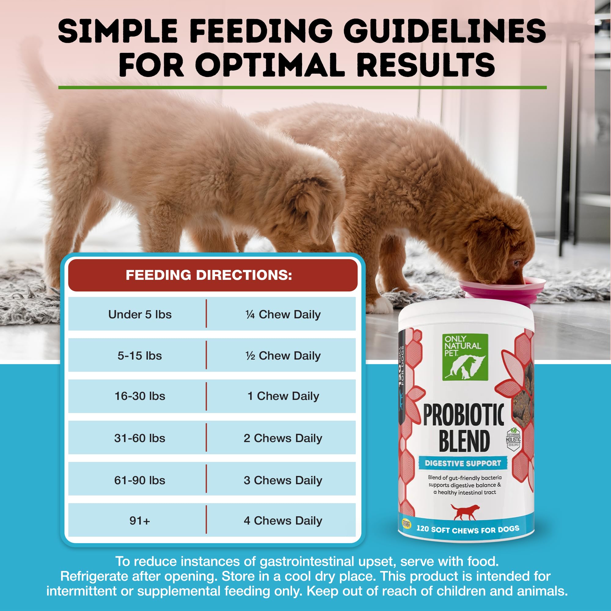 Only Natural Pet Probiotique — emballage fabriqué aux États‑Unis.