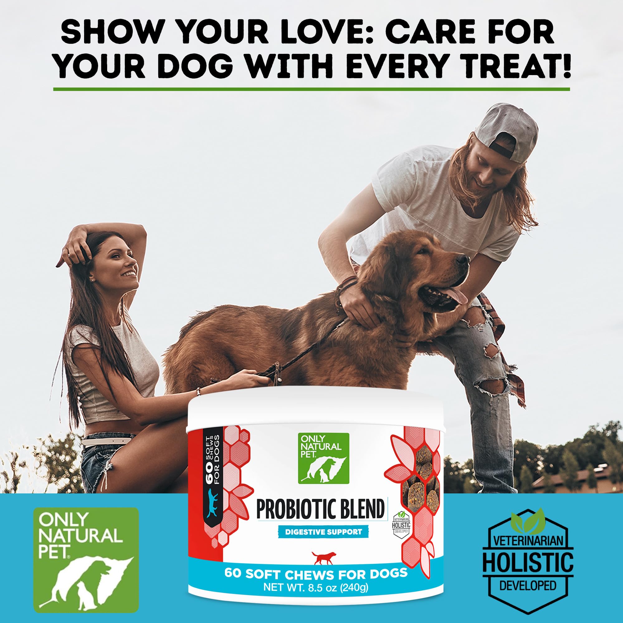 Only Natural Pet Probiotique fabrique aux Etats Unis et sans refrigeration necessaire.