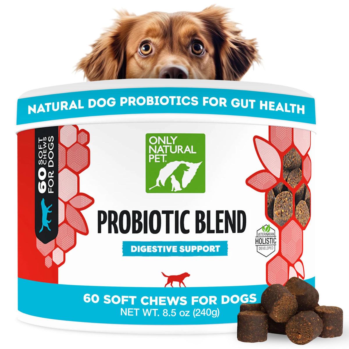 Only Natural Pet Probiotique boite 60 friandises molles pour chien et chat soutien digestif.