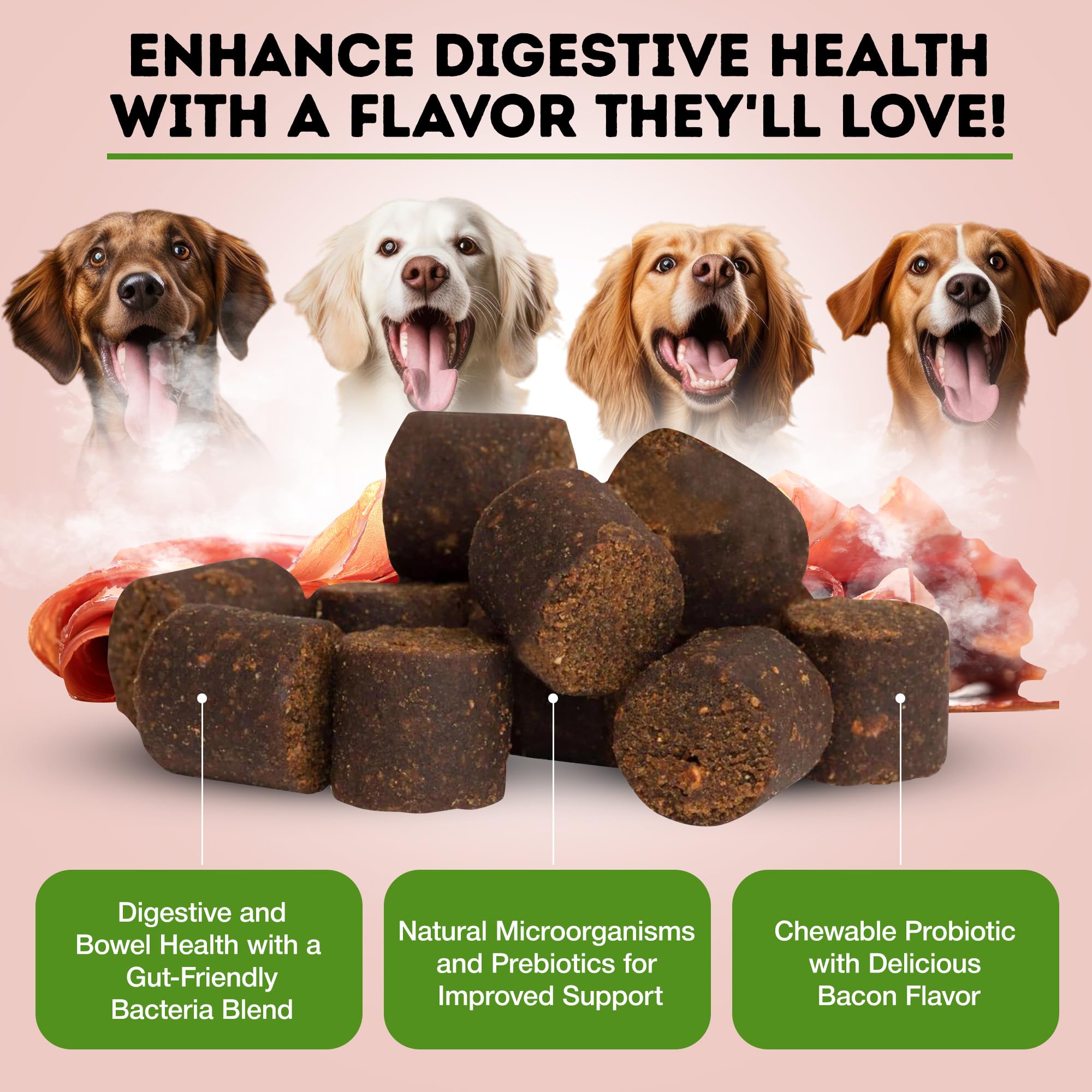 Only Natural Pet Probiotique texture moelleuse et facile a mâcher friandises.