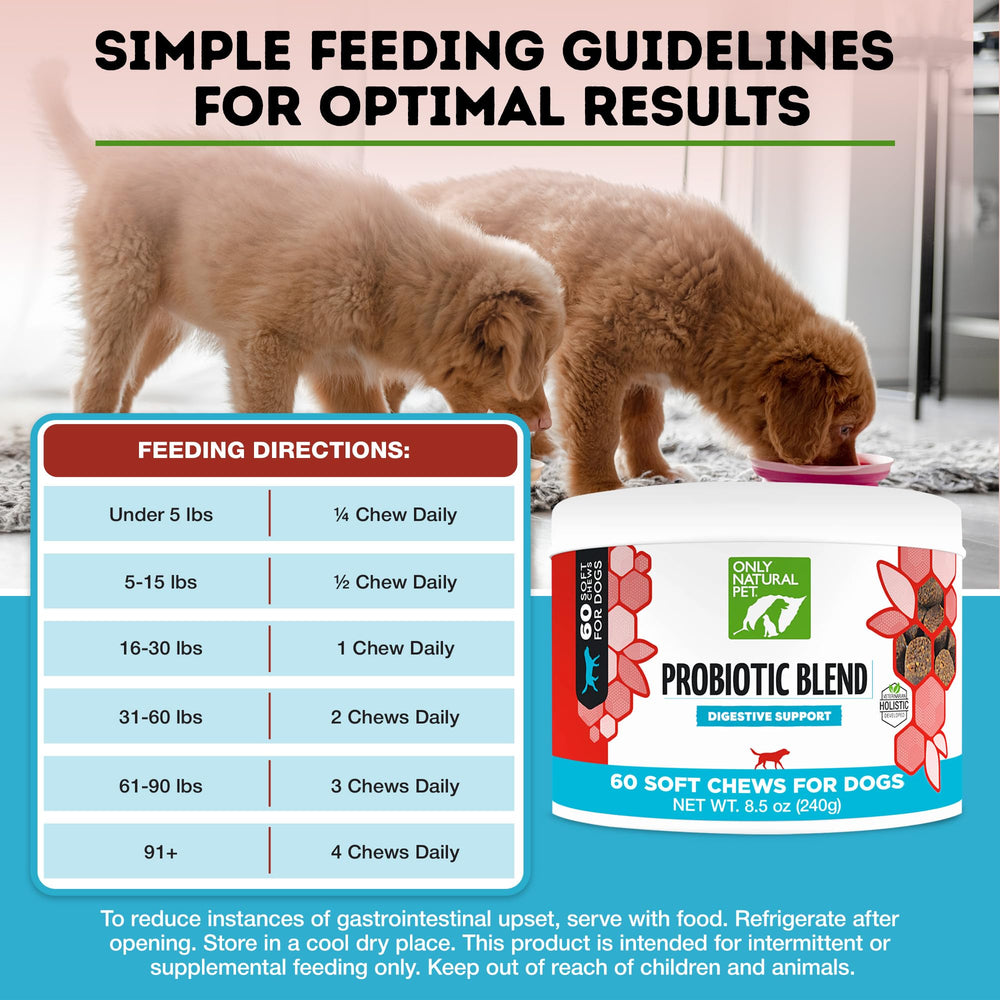 Only Natural Pet Probiotique usage quotidien pour chiens et chats soutien digestif.