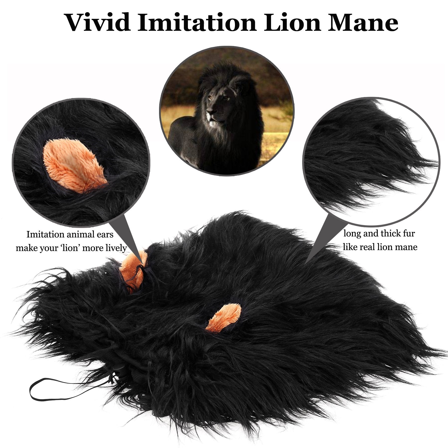 Onmygogo crinière lion chien ajustement facile pour tailles M à L.