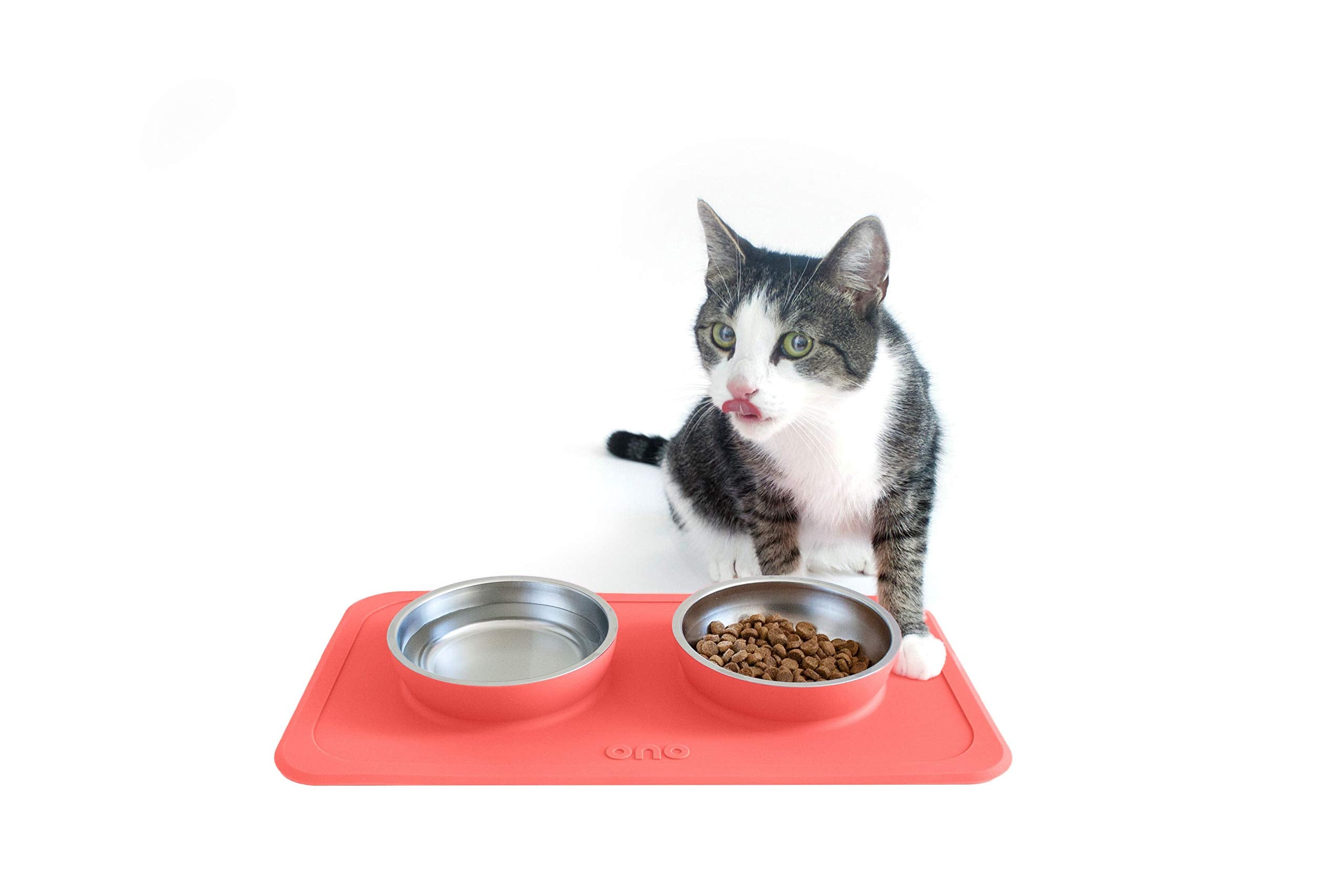 Ono ensemble repas double corail et tapis silicone.